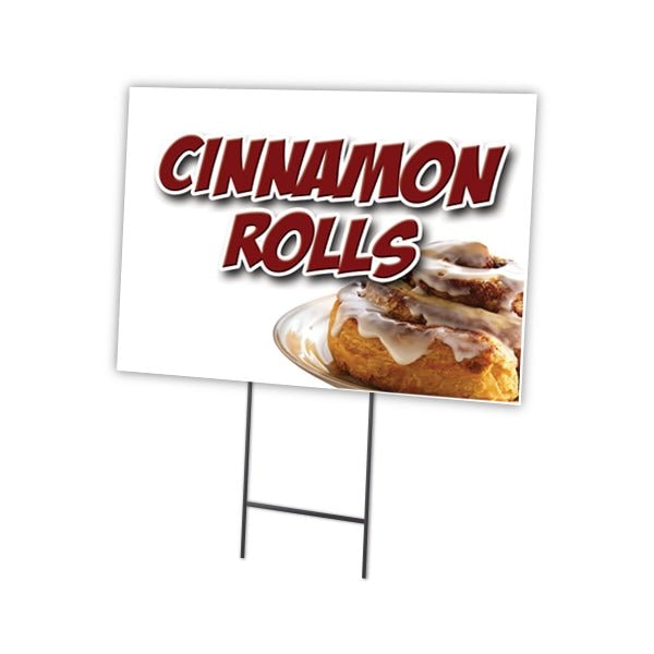 Cinnamon Rolls Yard Sign & Stake outdoor plastic coroplast window, C-1216-DS-Cinnamon Rolls